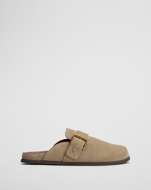 Suede Buckle Mules