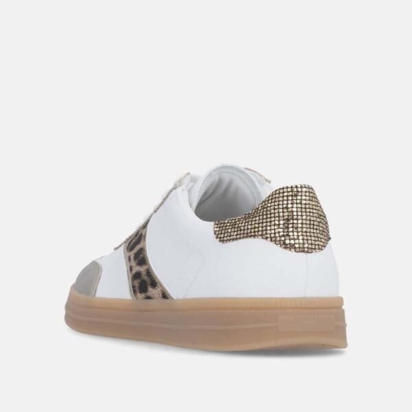 Wholesale OEM Retro Leopard Print Sneakers OEM Metallic Silver & White Leather Sneakers Women's Leopard Accent Casual Footwear