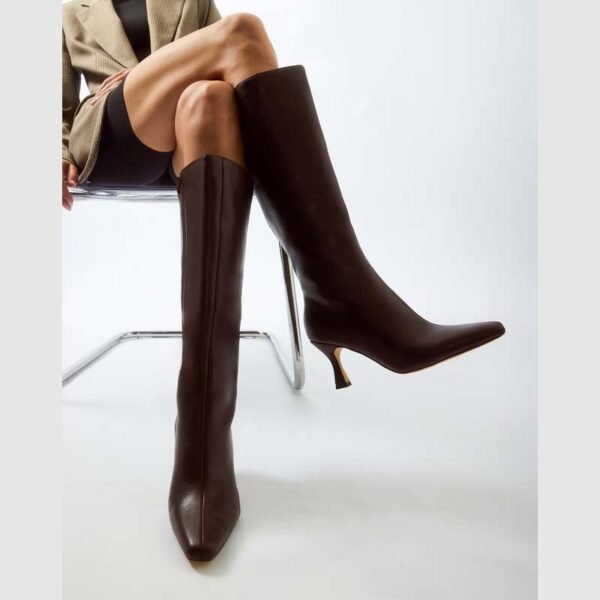 Sleek Tall Kitten Heel Boots