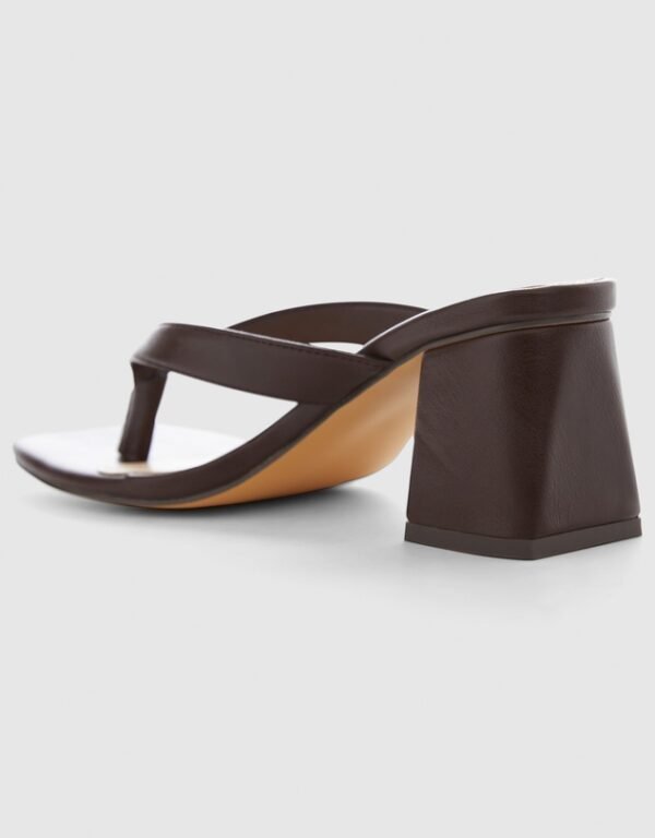 Women's Square Toe Block Heel Thong Mule Sandals