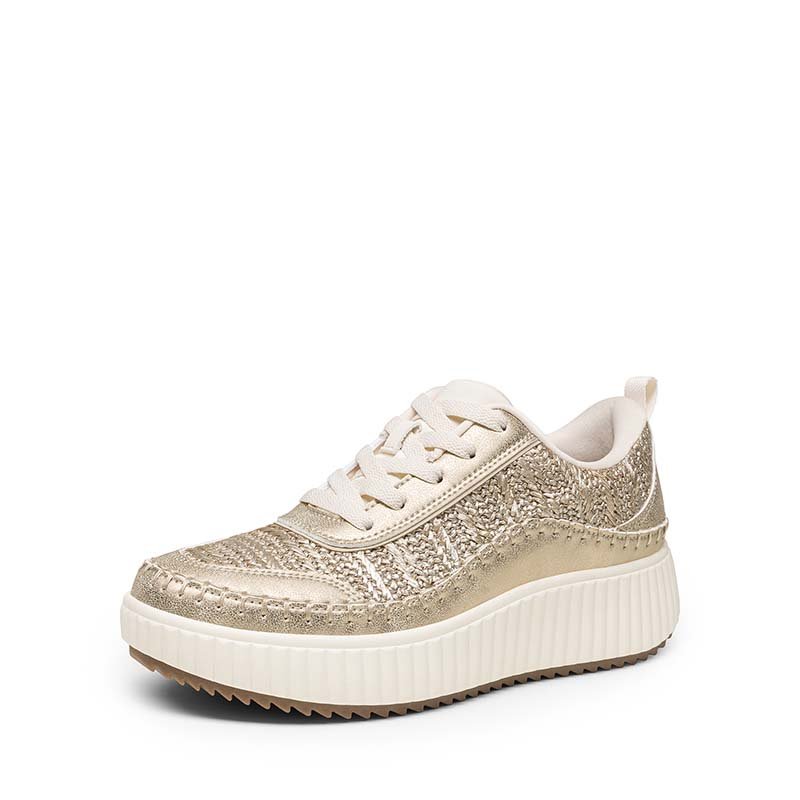 Women's Gold Woven Platform Sneakers