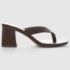 Women's Square Toe Block Heel Thong Mule Sandals